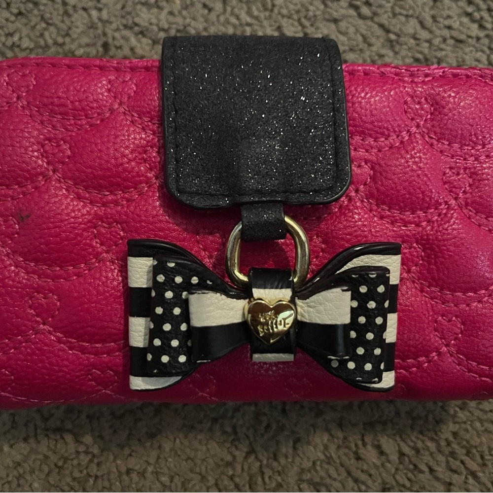 Betsy Johnson Pink Wallet with Black & White Bow